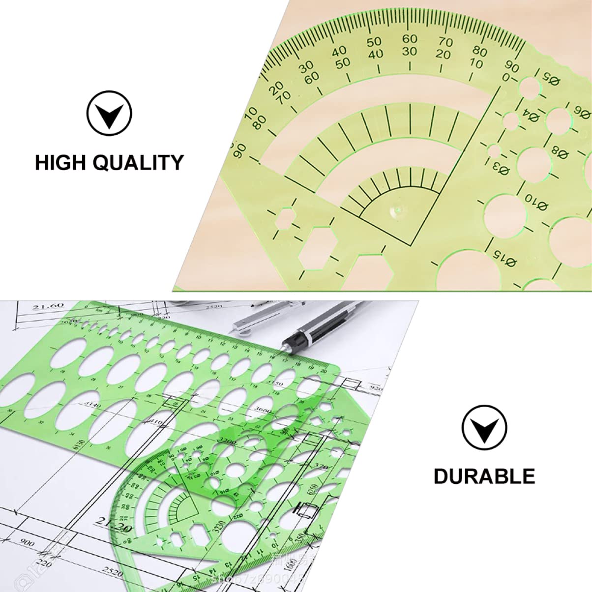 Gatuida Set 11 Pezzi Righelli Geometrici in Plastica Traslucida Stencil di Misurazione per Disegno Tecnico Scolastico e Progettazione Architettonica
