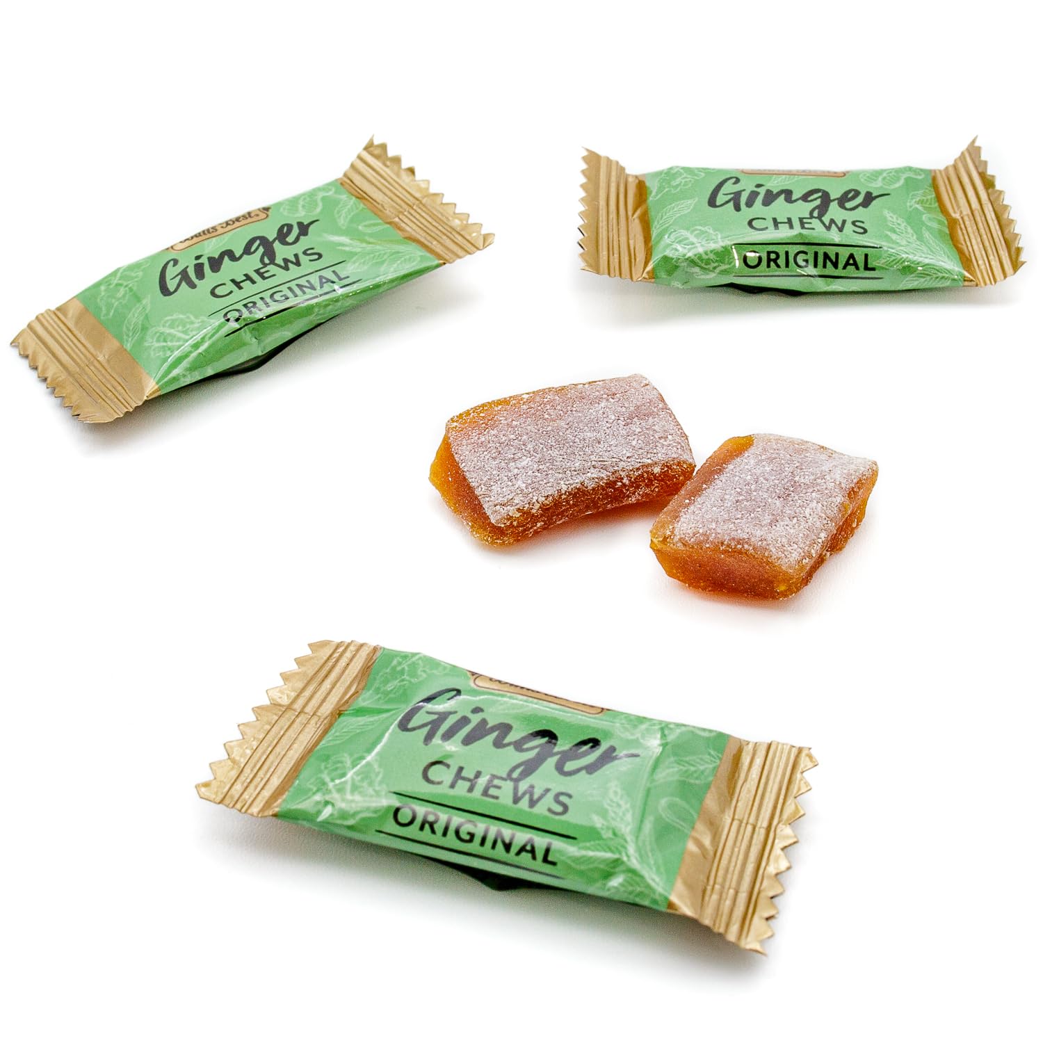 Ginger Candy Chews for Nausea Relief 2 lb - 100% Natural Original Flavor, Individually Wrapped, Bulk