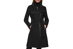 Women's Calvin Klein Angled Twill Fabric Wing Collar Coat