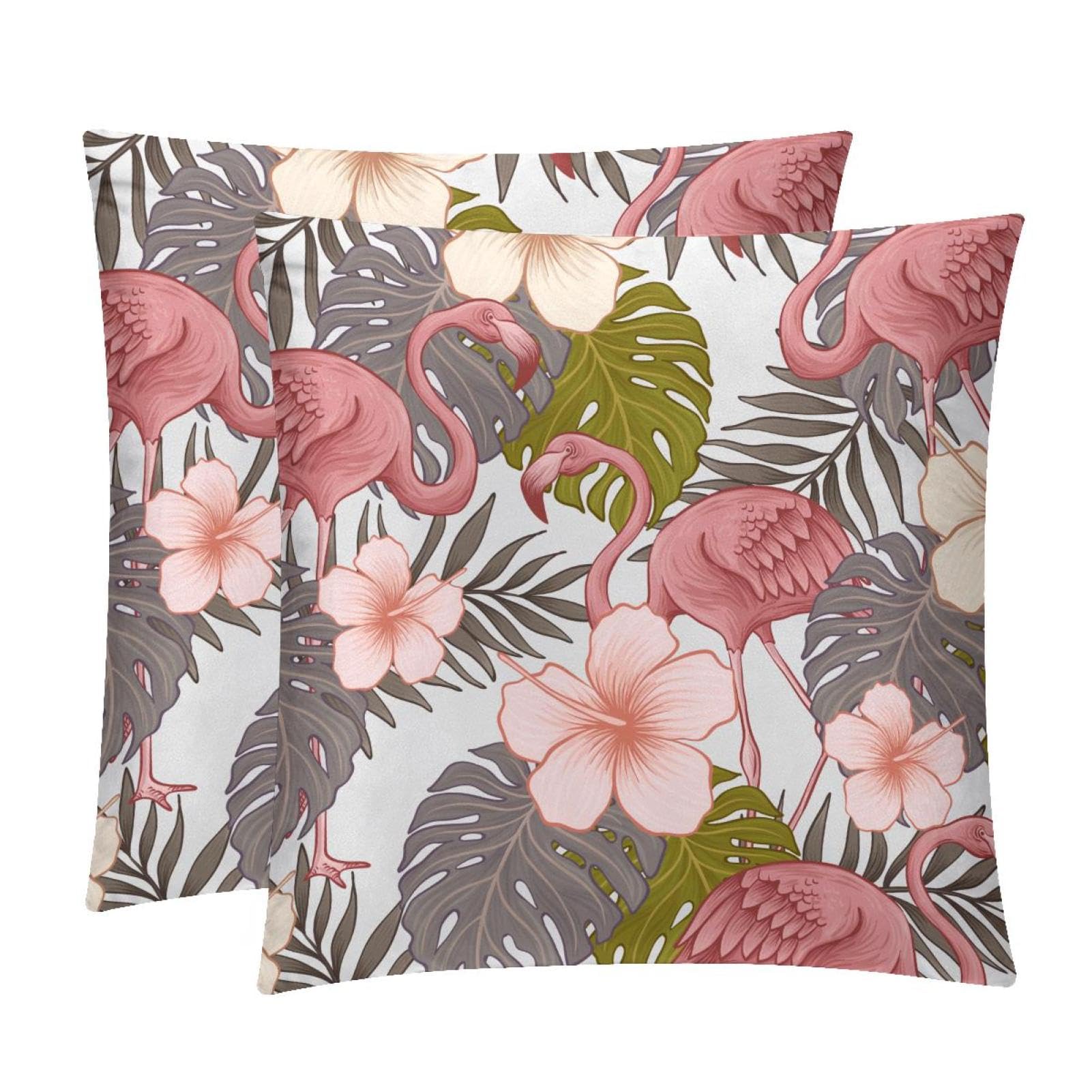 TDGKPZ Tropical Flamingo Throw Pillow Covers 2 Pack Cushion Cases Decorative Pillow Cases Home Decor 40x40cm