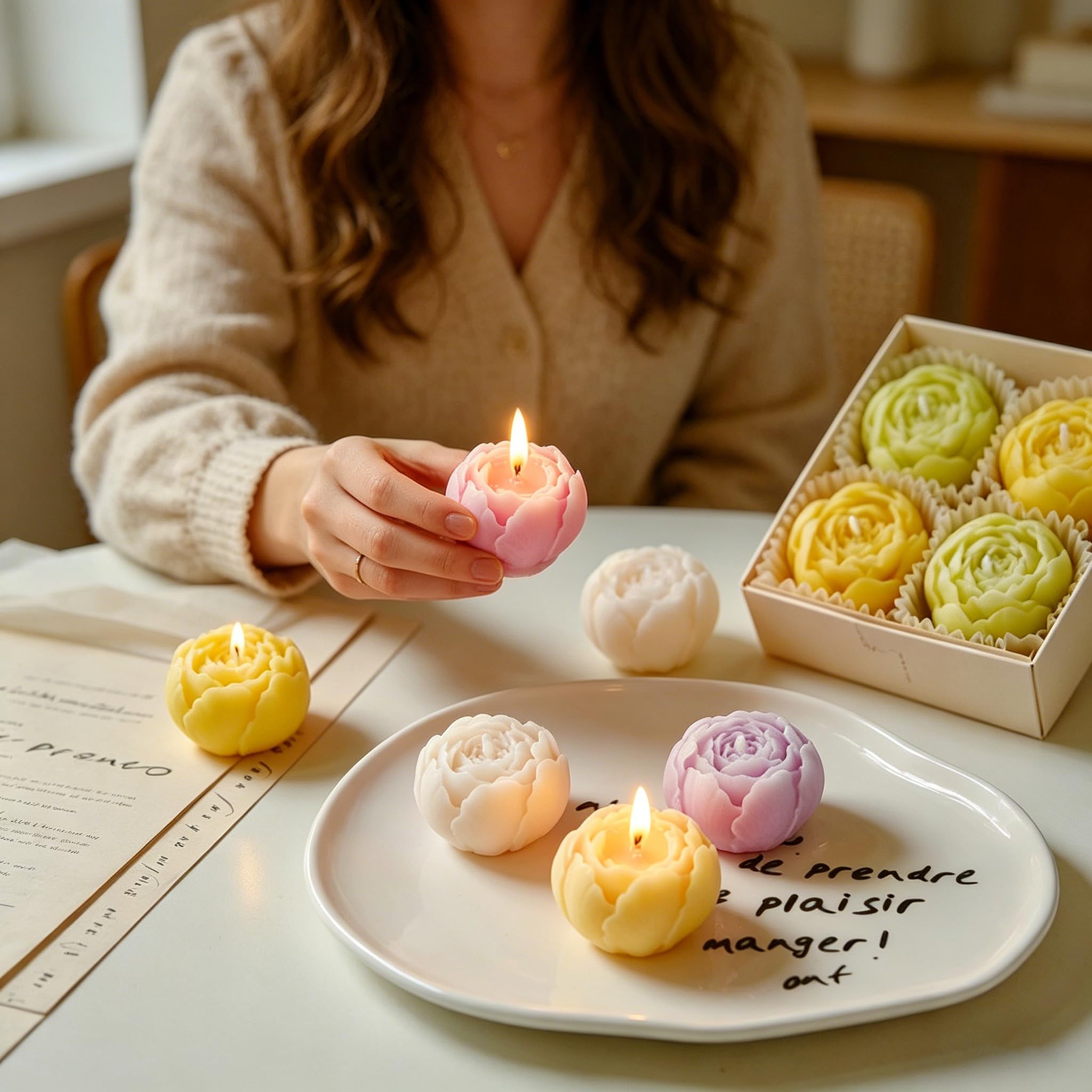 20 Stück Rose Duftkerzen für Valentinstag, Muttertag, Hochzeitstag, Brautparty und Geburtstagsgeschenk, 5 Düfte