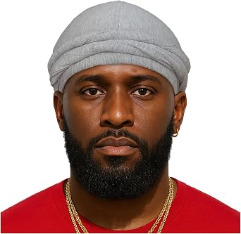 Upgraded Halo Turban Durag for Men &Women, Pre-Tied Skull Cap, Hair Loss Hat Silk-Lined Headwraps, Sleeping Bonnet