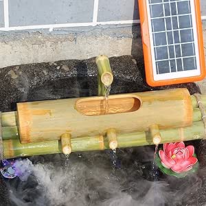 Water Wheel Fountain Bamboo Accents 12-In. Classic Spout And Pump Fountain Kit Deer Scarer Bamboo Fountain - Foto 8