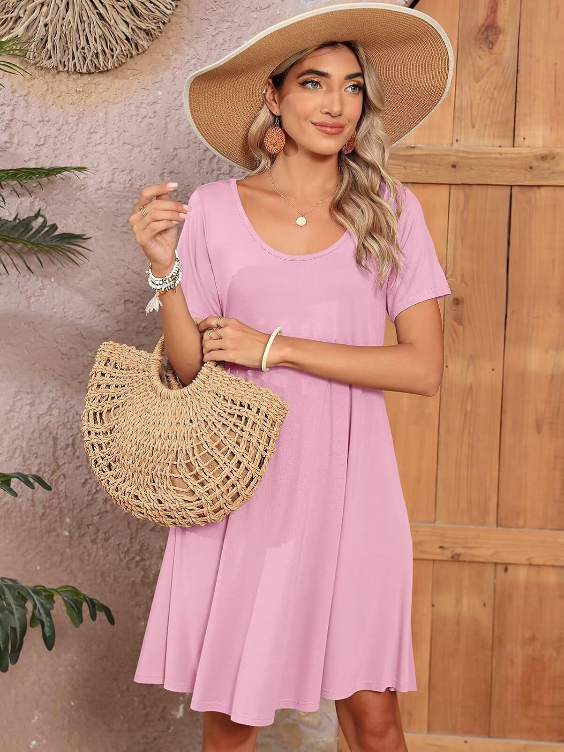 BELAROI Womens Plus Size Casual Dresses Summer Tshirt Dress Swing Short Sleeve Vacation Beach Coverup
