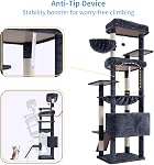 Heybly Grand arbre de chat pour grand chat, 80-inch Tour de chat multi-niveaux pour les chats intérieurs avec grande base, Condo Meubles 2 Perches en peluche élargie, tableau d'éclaboussures et grandes grottes, gris fumé HCT038G