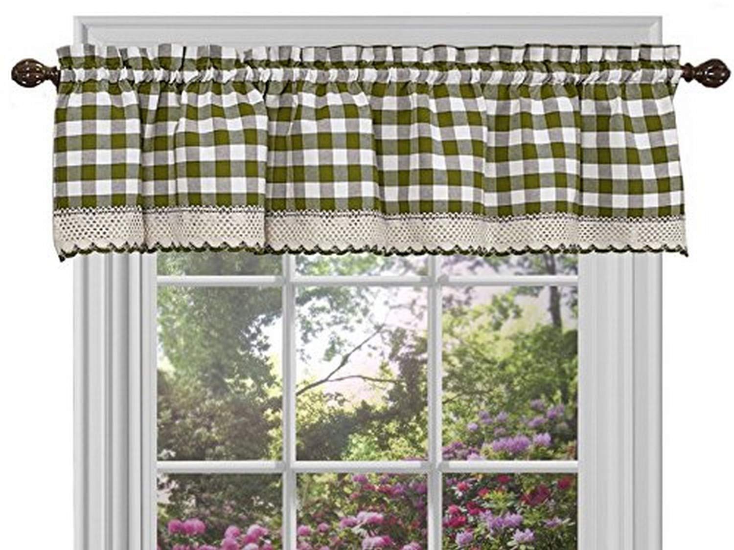 Sweet Home Collection Kitchen Window Curtain Panel Treatment Valance, 14" x 58", Sage