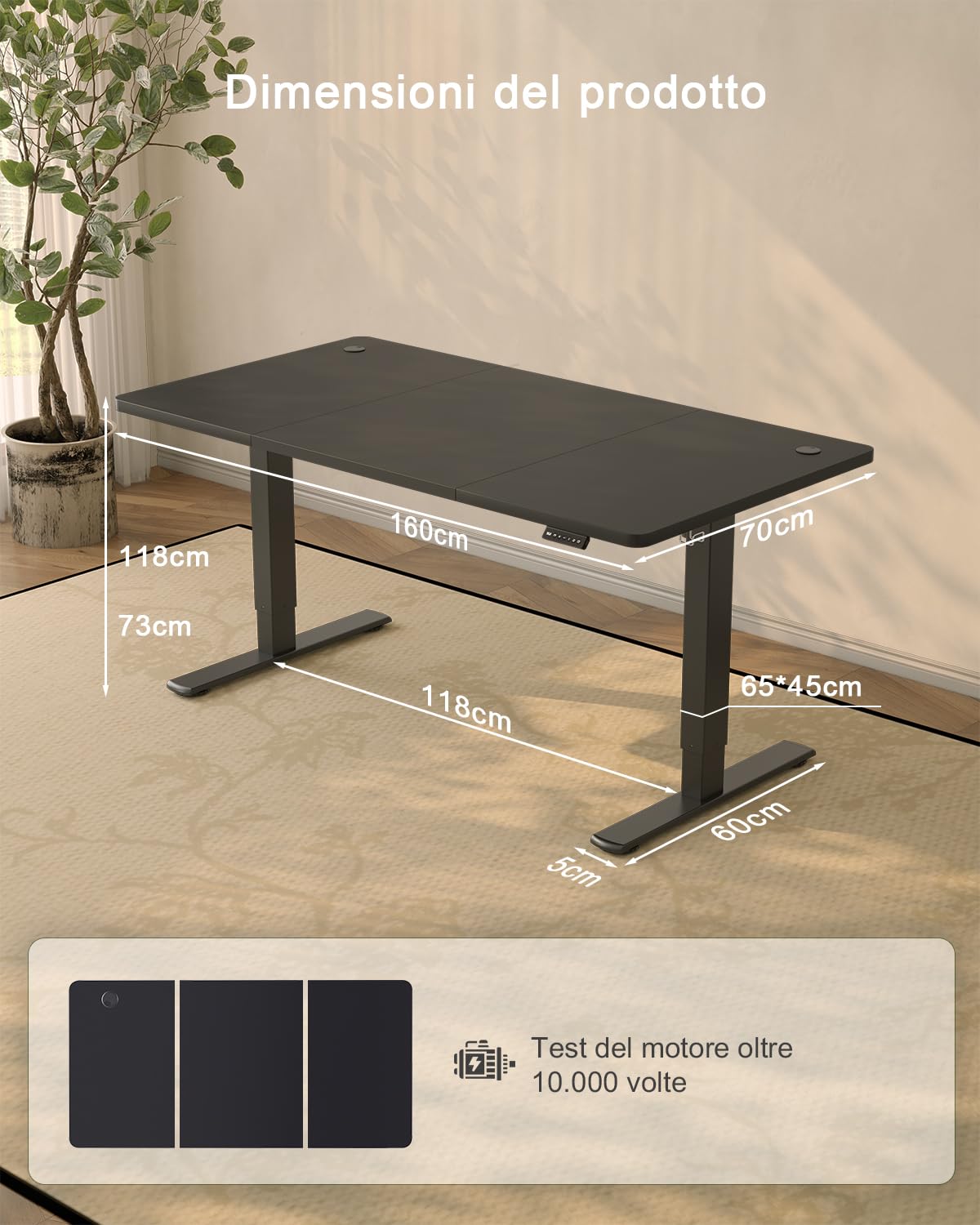 JUMMICO Scrivania Regolabile in Altezza, Scrivania Regolabile Elettrica con Smart Panel da caricatore USB, Scrivania in Piedi con Funzioni di Memoria, Standing Desk 160 x 70 cm, Nero