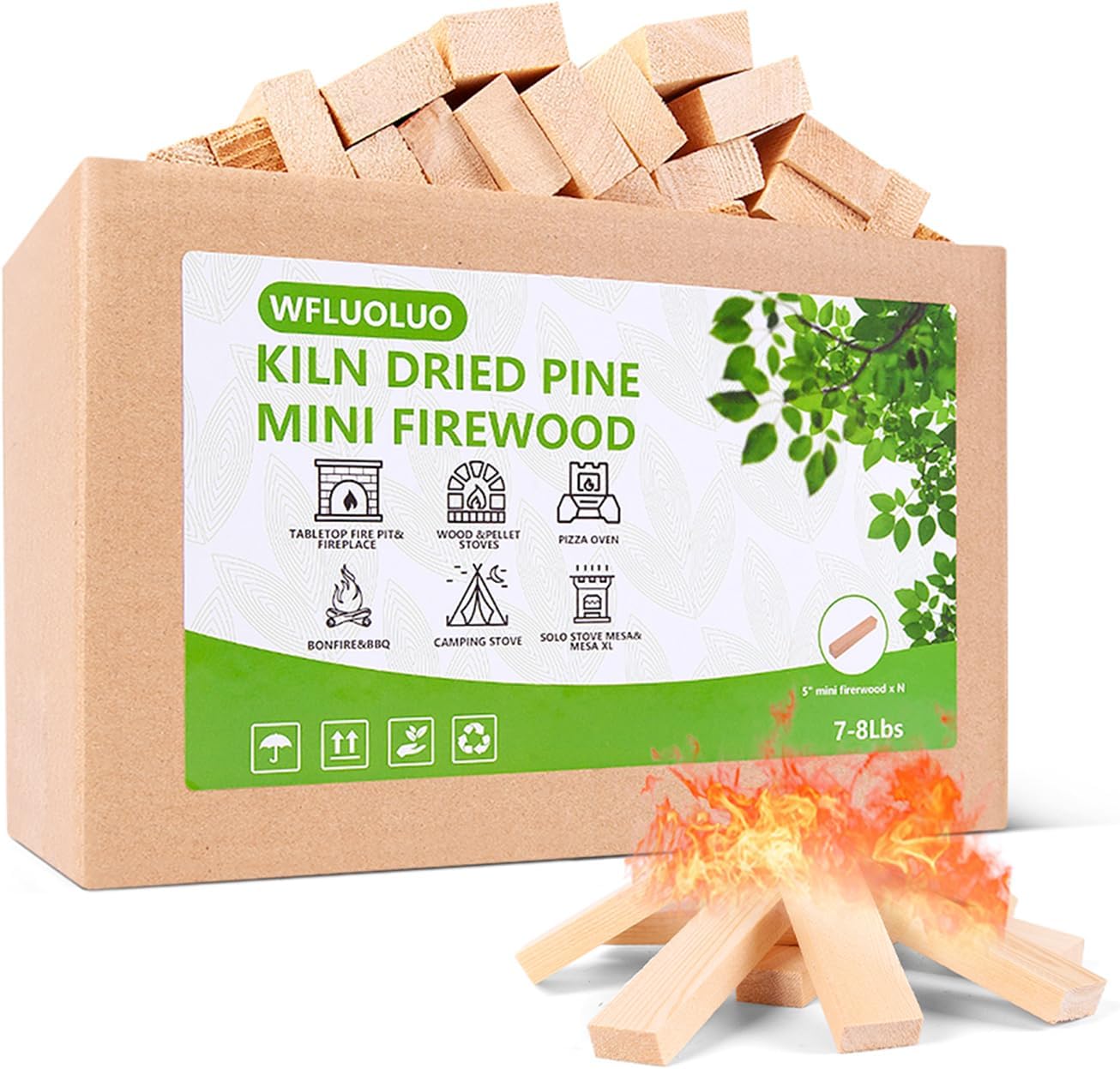 Mini Firewood 5'' Lengths Barkless Pine Kiln Dried Firewood Great Fire Pit Accessories Prefect for Solo Stove Mesa XL, Tabletop Fire Pit,Mesa Fire Sticks Wood,8Lbs