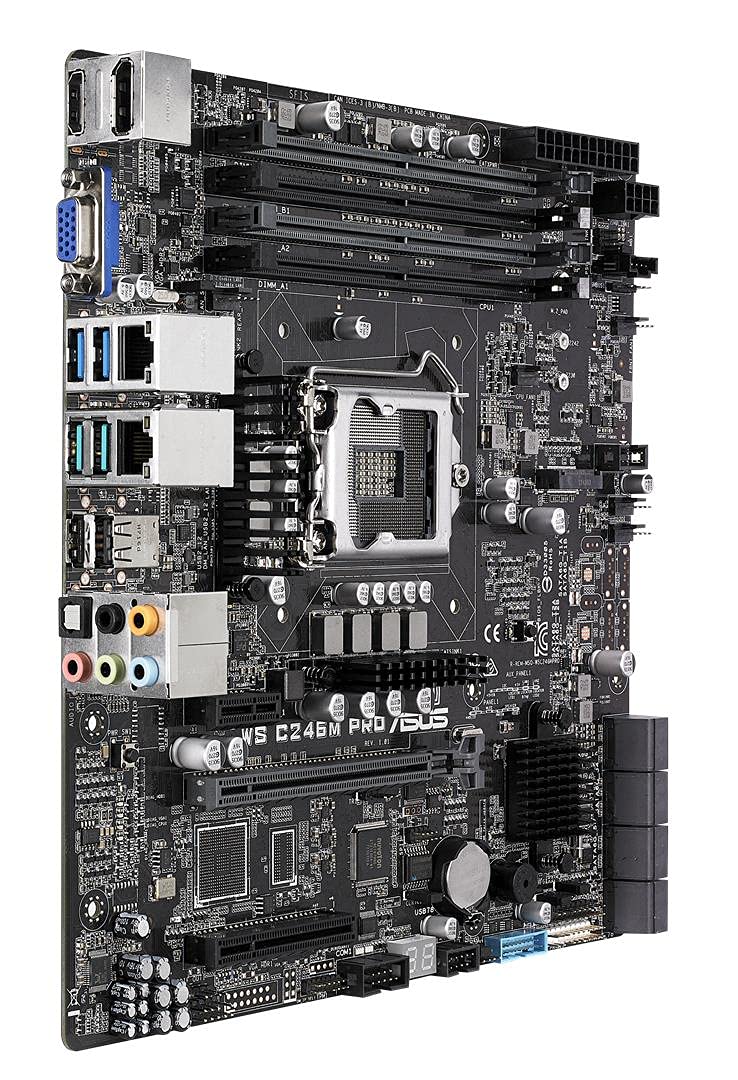 ASUS WS C246M PRO Carte mère workstation Intel C246 LGA 1151 micro-ATX (M.2, 2x LAN, USB 3.1 Gen 2, Intel Xeon CPU, mémoire ECC) Taille unique
