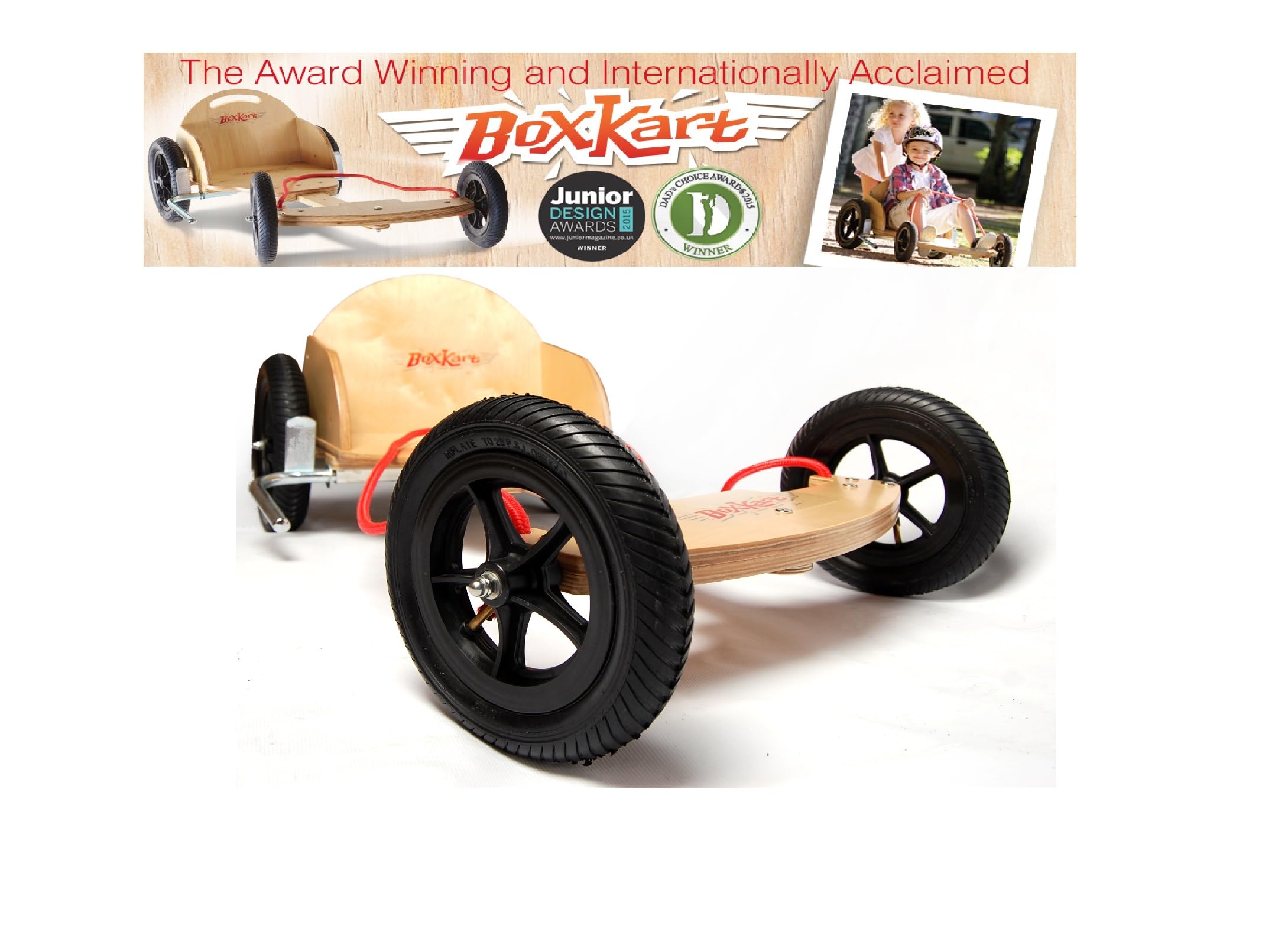 BoxKart Wooden Go Kart With Adjustable Chassis to Suit 4-12 Years