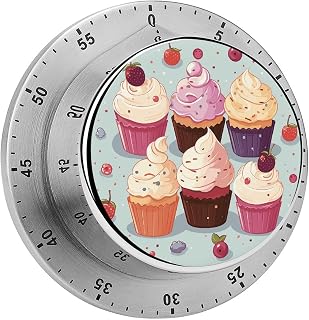 Countdown Timer,Delicious Cupcakes Print Round Timer,Kitchen Timer,Rotation Countdown Timer,Multi-Function Timer