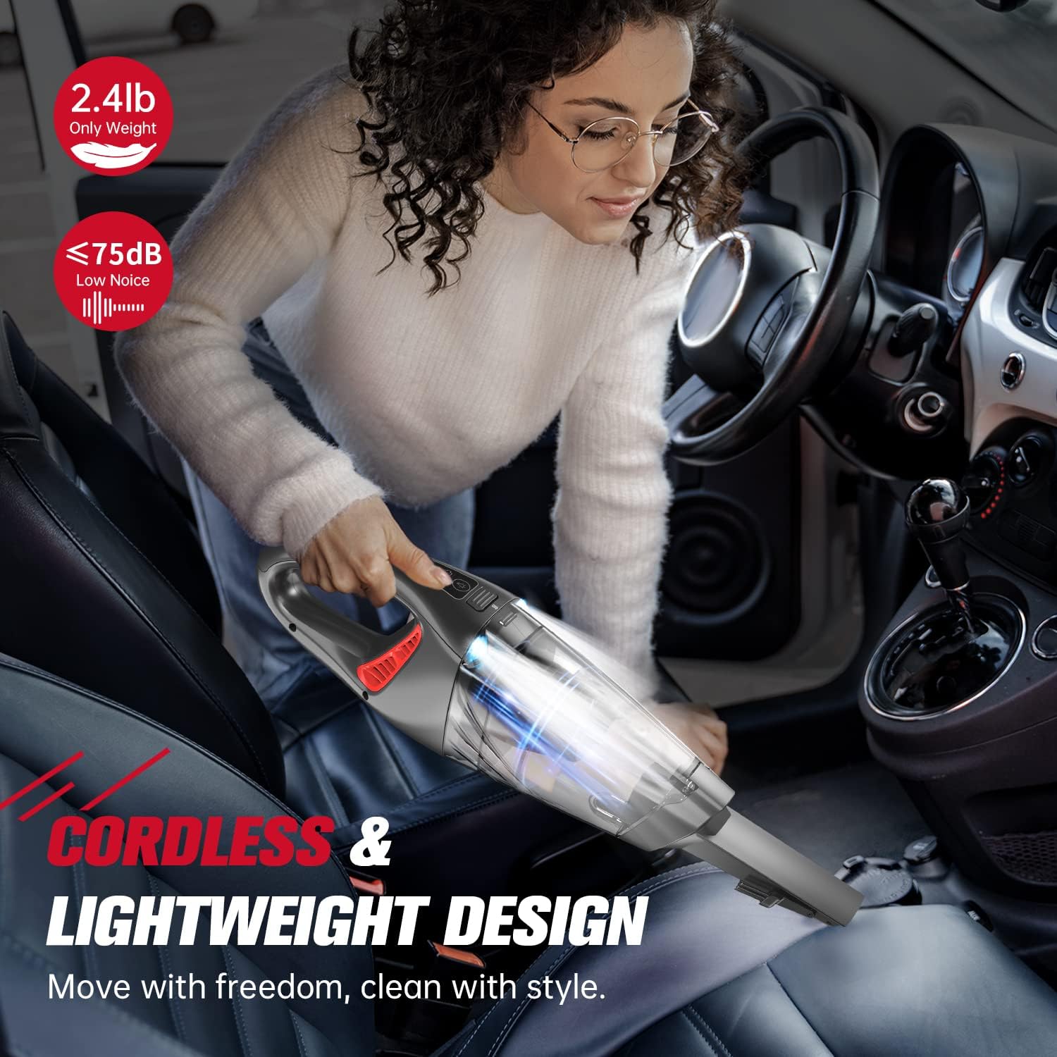 IMINSO Handheld Vacuum Cordless Car Vacuum with 9000PA, Lightweight Rechargeable Hand Vacuum Cordless with LED, Portable Mini Vacuum,Held Vacuum Cleaner for Car/Home -