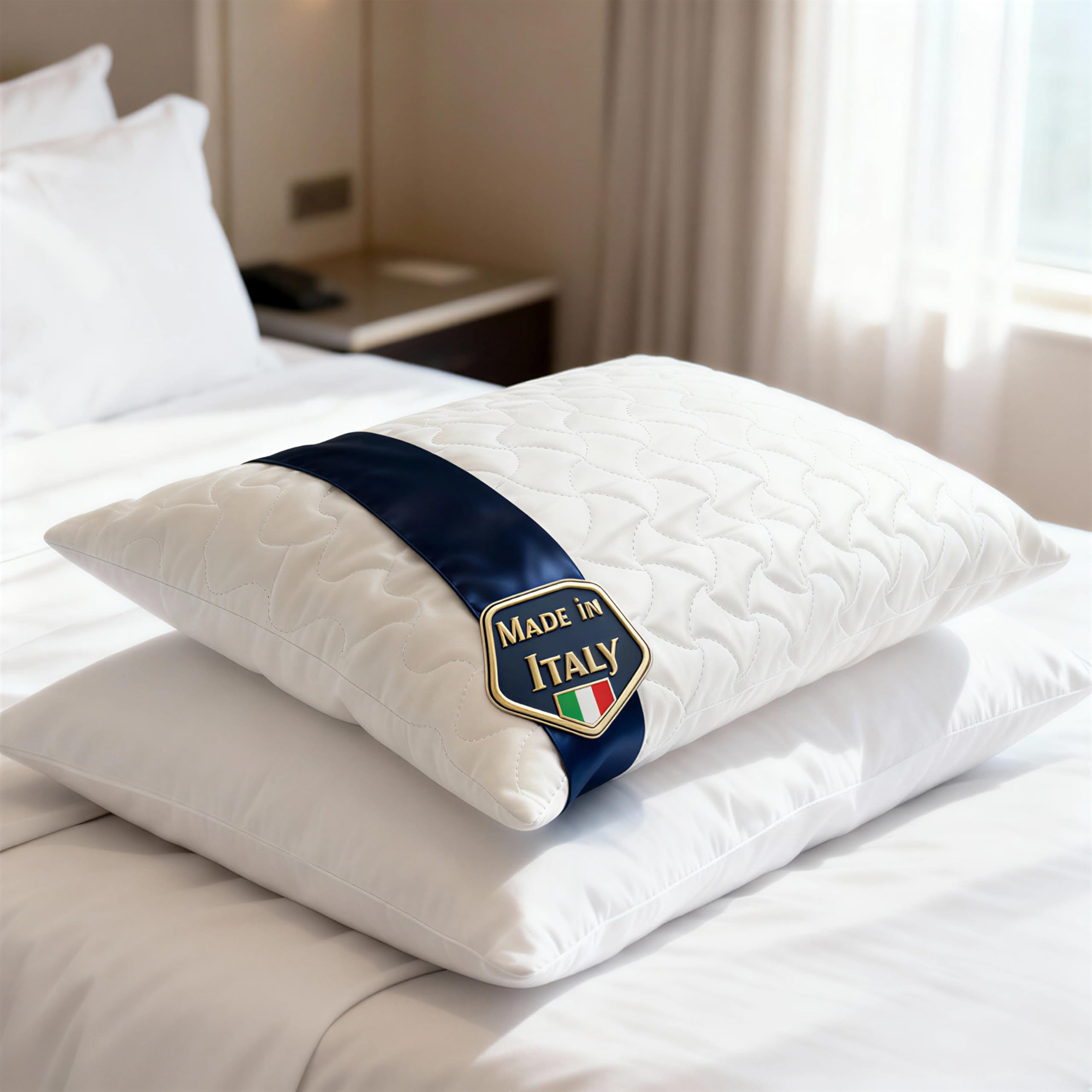 Cuscino Cervicale per Dormire in Memory Foam 70x40x16 – Guanciale Ortopedico Ergonomico Made in Italy – Anallergico Antiacaro – Federa Trapuntata Traspirante – Certificazione OEKO-TEX