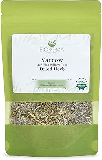 Pure and Organic Biokoma Yarrow Dried Herb 50g (1.76oz) In Resealable Moisture Proof Pouch