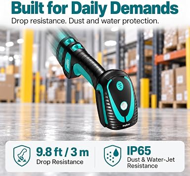 Barcode Scanner 2D Wireless with Stand: Industrial Drop-Resistant