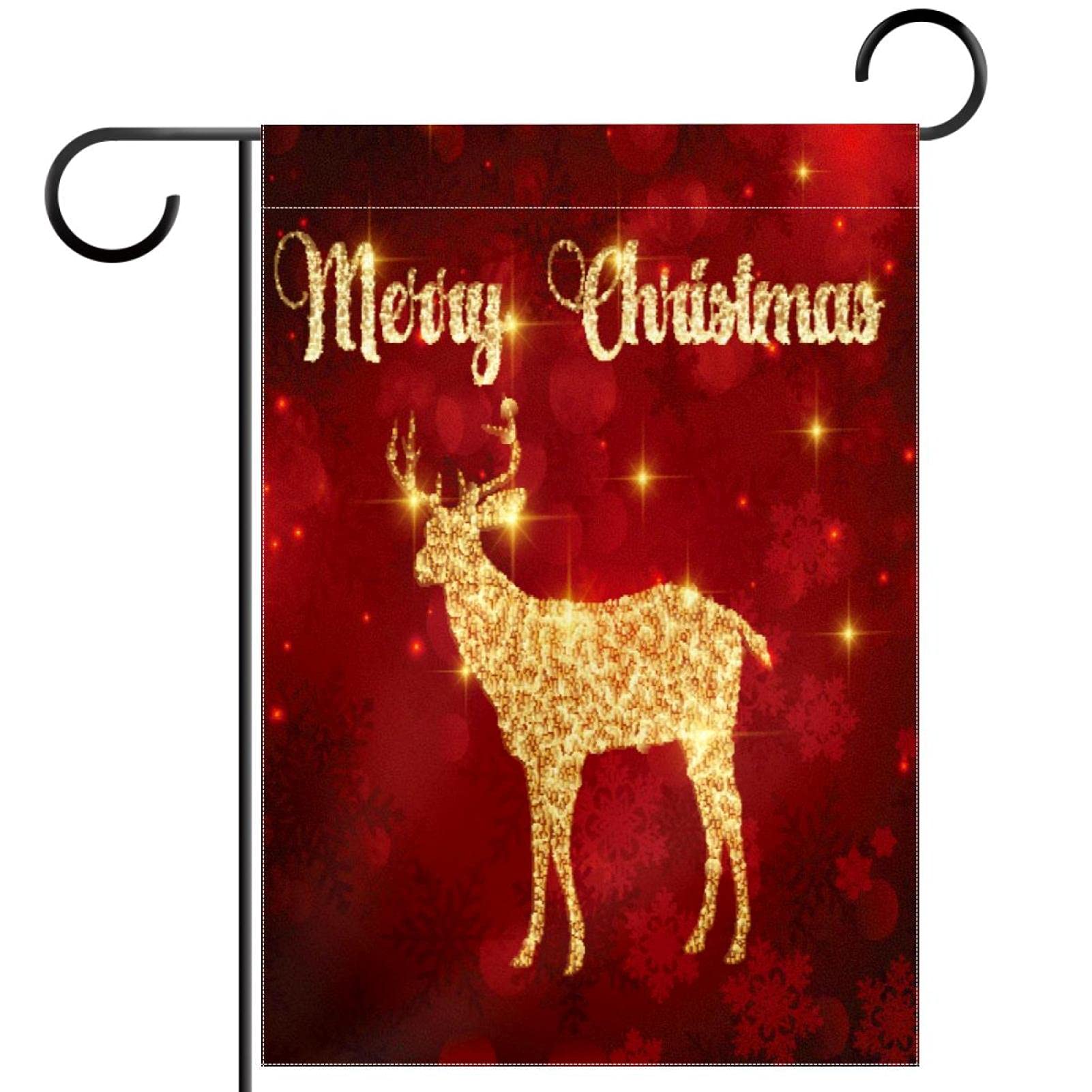 Drapeau de jardin cerf doré 30x45 cm en polyester pongé double face