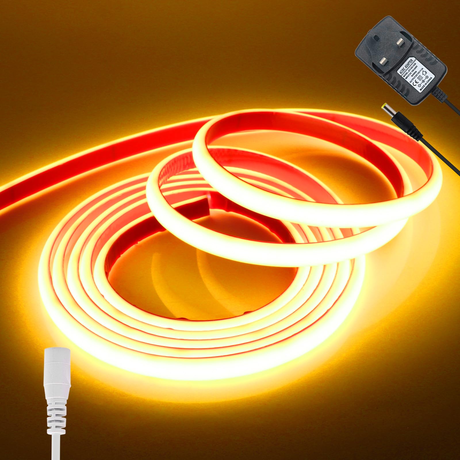KAFULA 12V COB LED Neon Light Strip Self-Adhesive [10m, Warm White 3000K], IP68 Waterproof Flexible, 320 LEDs/m Super Bright FCOB LED Fairy Light CRI90+, Can be Cut Every 5cm, Home Decor — image 1