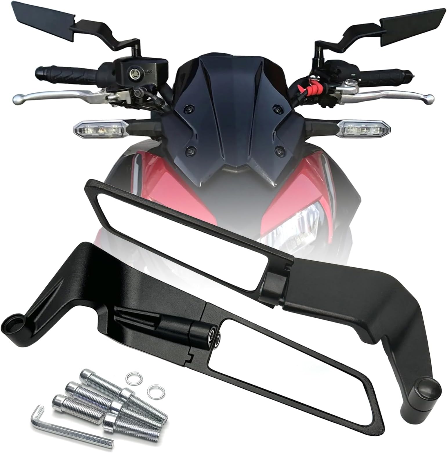 Motorcycle Mirrors Stealth Wind Wing Side Rearview Mirrors Compatible With Z900 Z650 Z500 Z400 MT03 MT07 MT09 SP MT10 CB750 Hornet 1000 GSX-8S GSXS 750 1000 Svartpilen 401