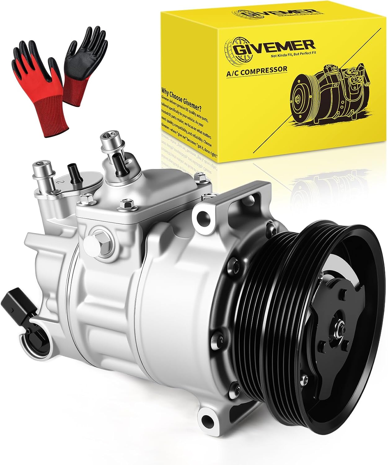 Air Conditioning AC Compressor with Clutch For Volkswagen Jetta 2005-2014, Golf Beetle Cabrio R32 Rabbit & Audi TT RS Quattro, Passat 2012-2014, 1K0820808C