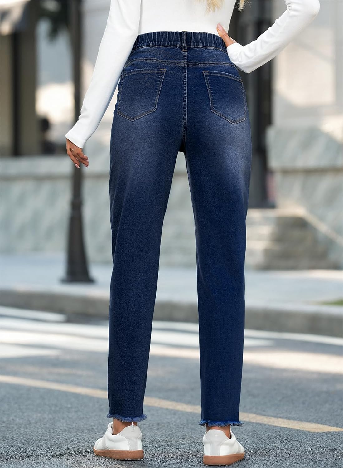 BLENCOT Maternity Jeans for Women Skinny Denim Pants Navy Blue X-Large