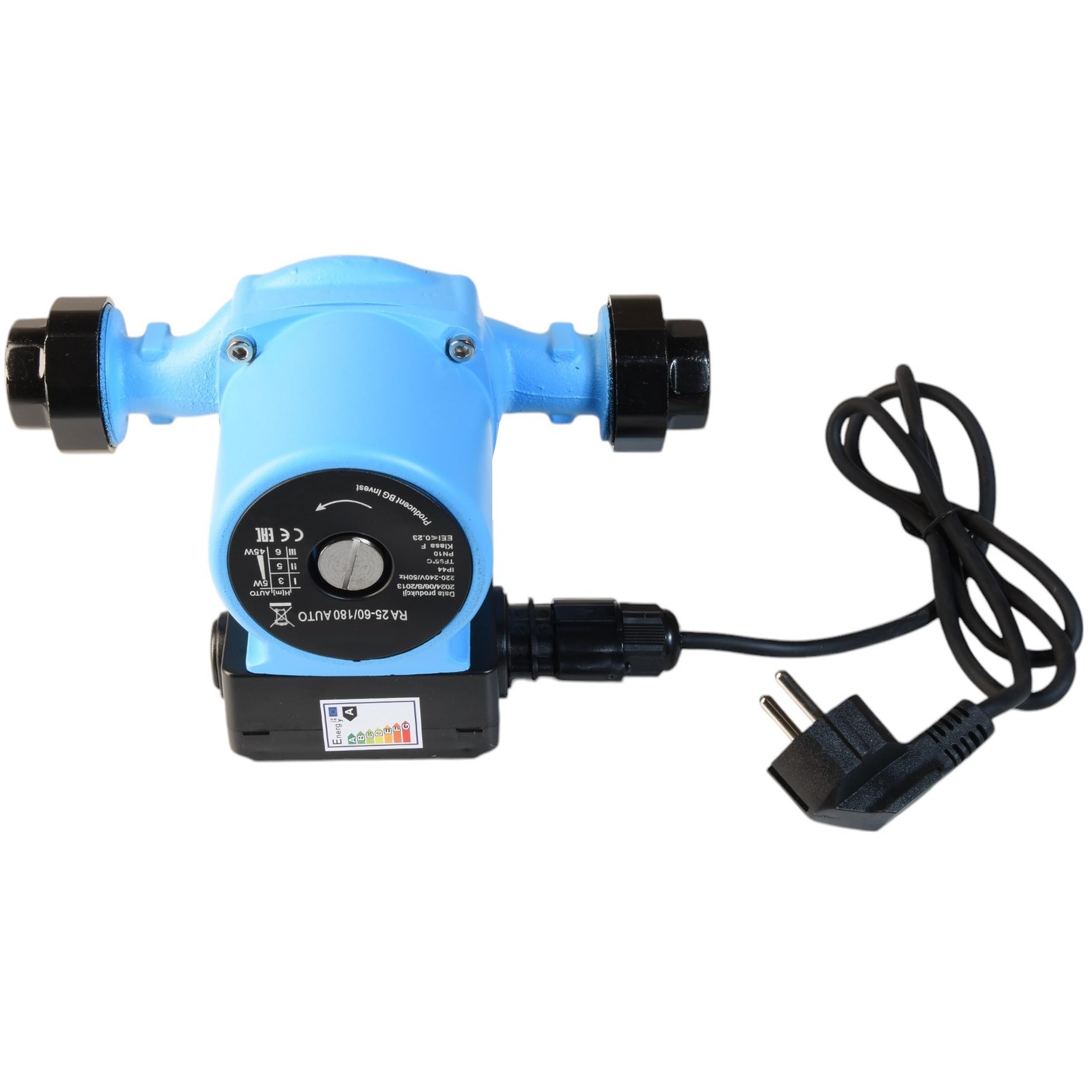 Pompa di Circolazione RA 25-60/180 AUTO (5-45W max. 3300 l/h Prevalenza 6 m) - Pompa per Acqua Calda - per Riscaldamento Centrale – 3 Velocità - Modalità NOTTE e AUTO - Basso Consumo Energetico 180 mm