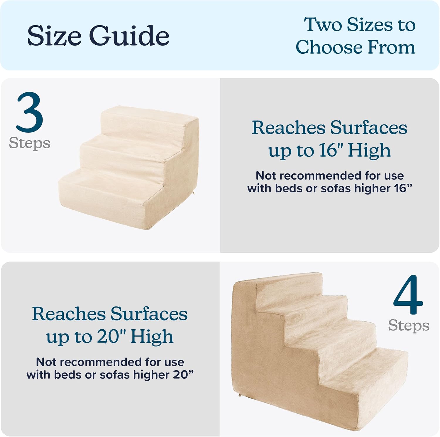 3-step pet stairs - nonslip foam dog and cat steps with removable zippered microfiber cover - 2-tone design for home or vehicle use by petmaker (tan) tan 3 12 inch