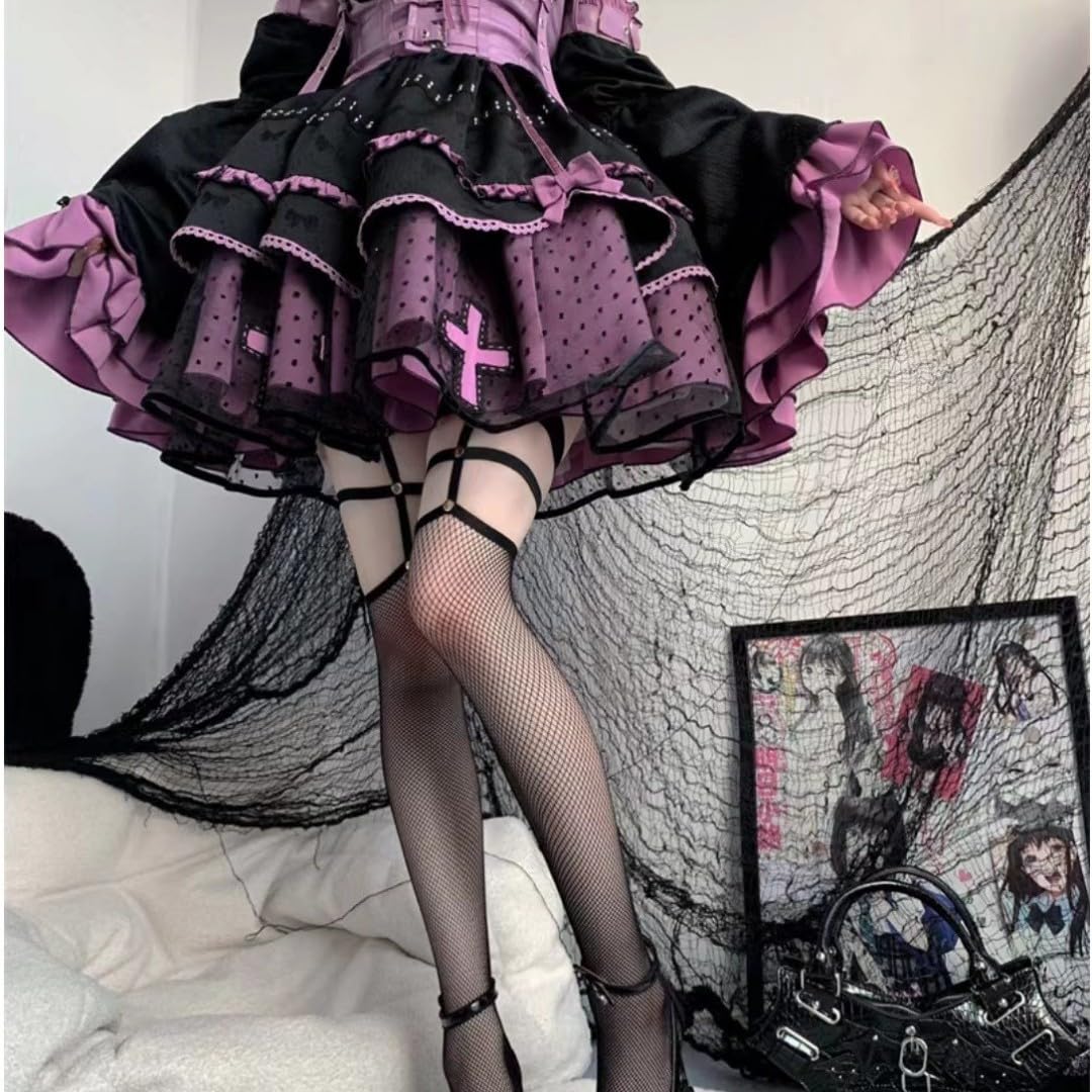 Zapatos Mary Jane de Plataforma para Mujer, Zapatos de tacón con Plataforma gótica Lolita en el Tobillo con Punta Dulce, Zapatos de Plataforma Gruesos, Zapatos de Vestir de Charol