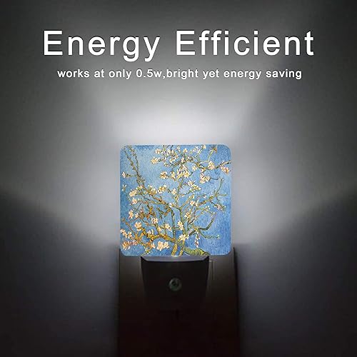 Miniatura 6 de Oeaskly Luz nocturna de árbol de almendro floreciente, Van Gogh luces nocturnas enchufables a la pared para niños y niñas, lámpara LED para