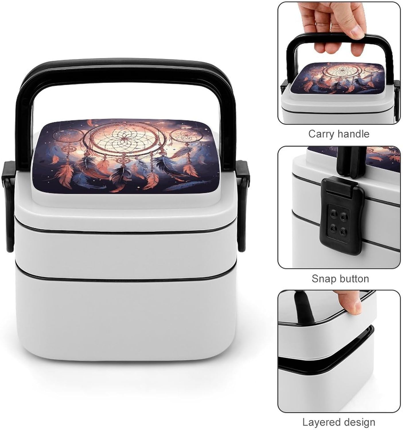 Adults Lunch Box Adult Bento Box Stackable Bento Box BPA-Free Native American Dream Catcher Lunch Box Food Container Ideal for Meal Prep, Work, And On The Go