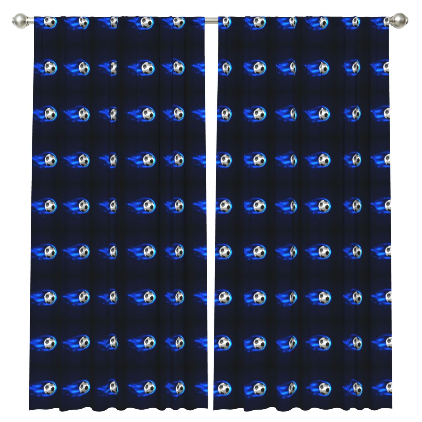 InOmak Soccer On Fire, 2 Panels Window Curtains 52 x 84 Inch Blackout Curtains for Living Room Bedroom