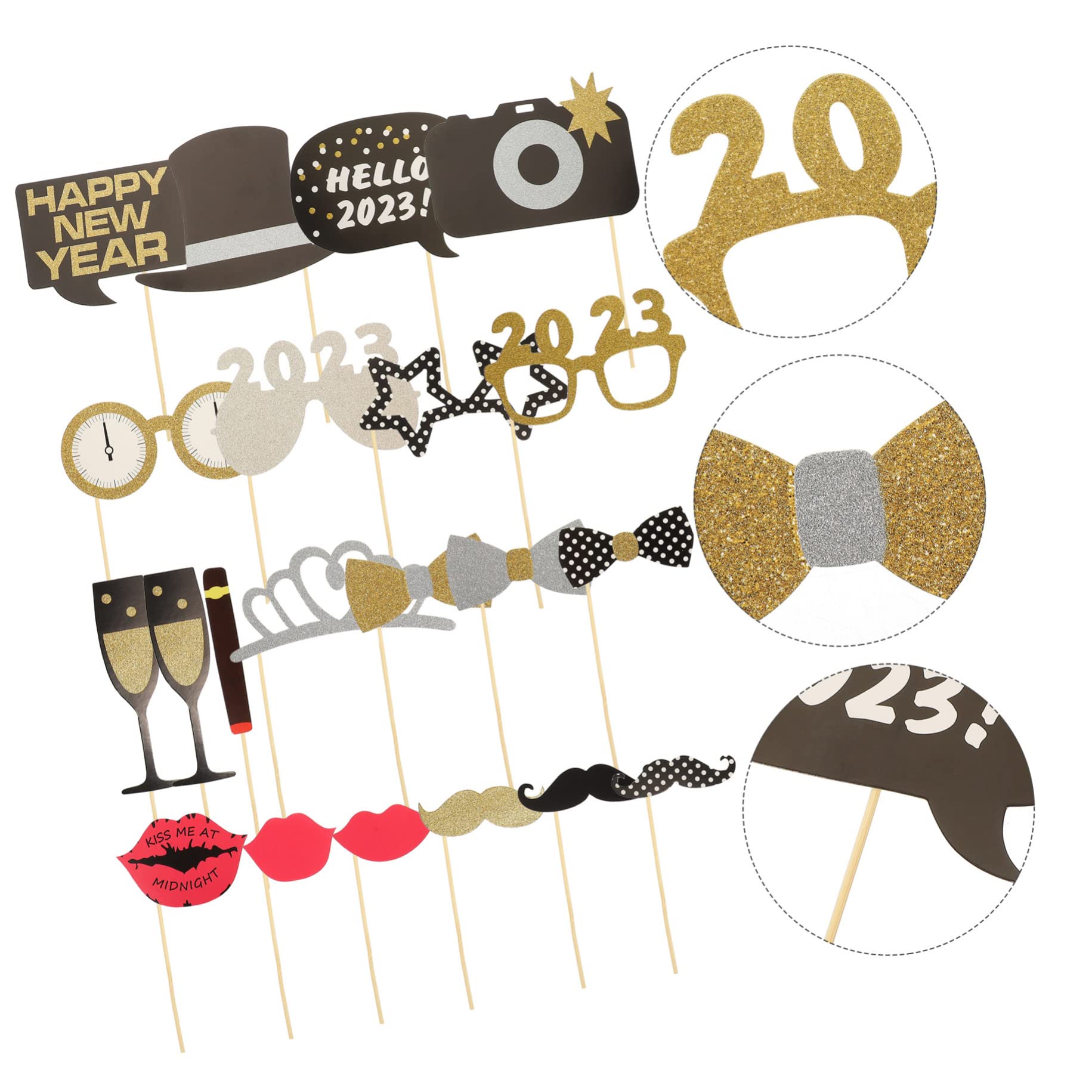 ORFOFE 4sätze Neuer Titel Neujahr Fotorequisiten Lustige Weihnachtsmütze Mit Bart Für Silvesterfeier Kreative Photo Booth Accessoires Für Unvergessliche Partymomente