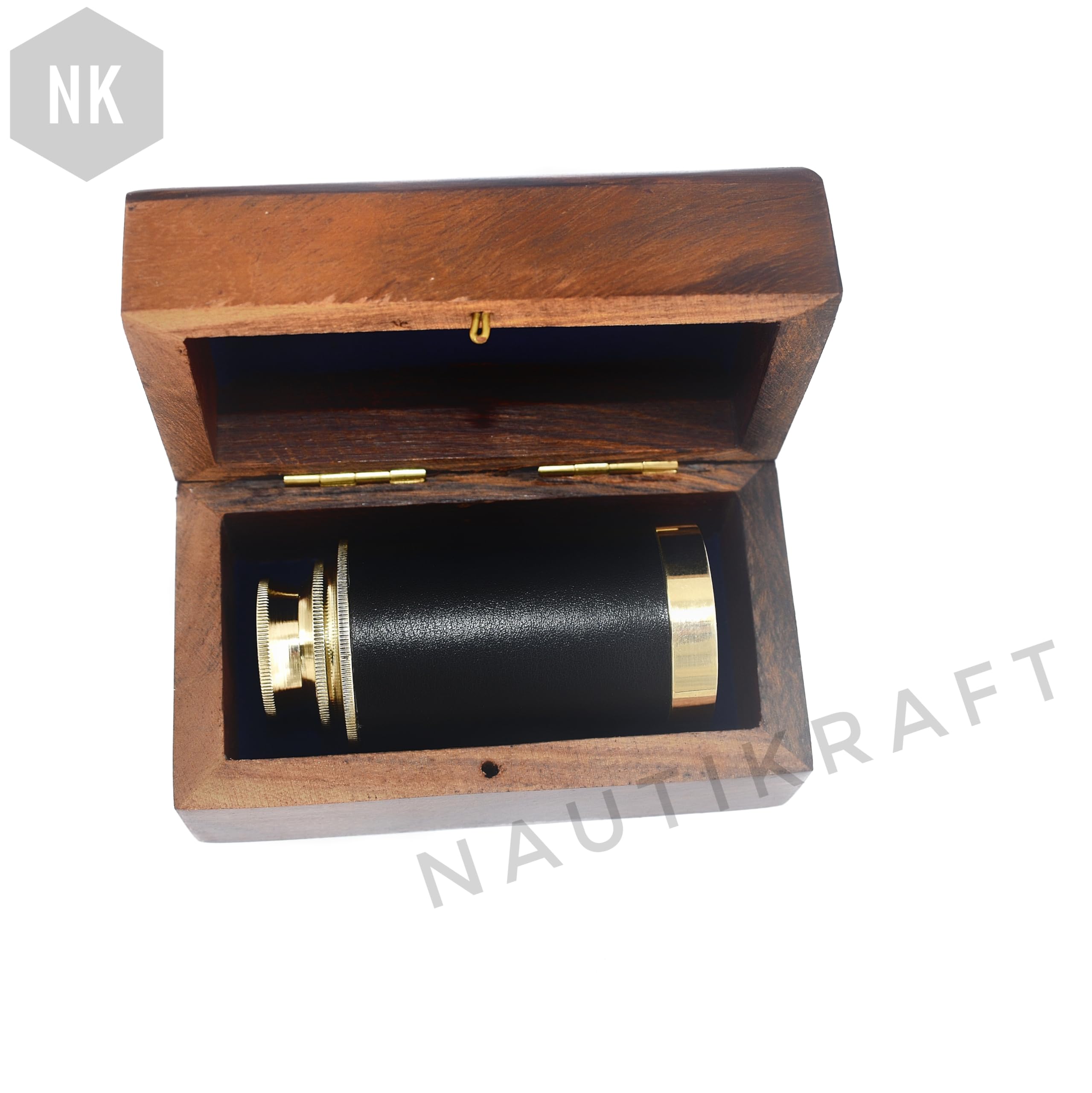 Télescope nautique en laiton de 15,2 cm avec boîte en bois fabriquée à la main | Spyglass | Navigation pirate | Article cadeau | Noir