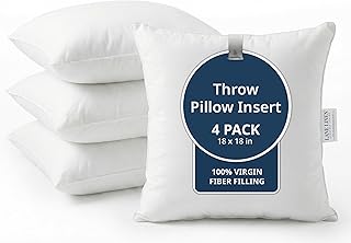 LANE LINEN 4 Pack 18x18 White Throw Pillow Inserts for Decorative Pillow Covers, Couch