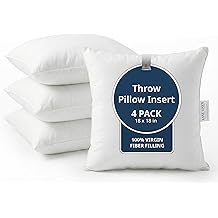 LANE LINEN 4 Pack 18x18 White Throw Pillow Inserts for Decorative Pillow Covers, Couch Pillows for Living Room, Fluffy Pillows for Bed