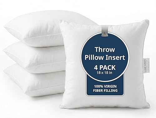 LANE LINEN 4 Pack 18x18 White Throw Pillow Inserts for