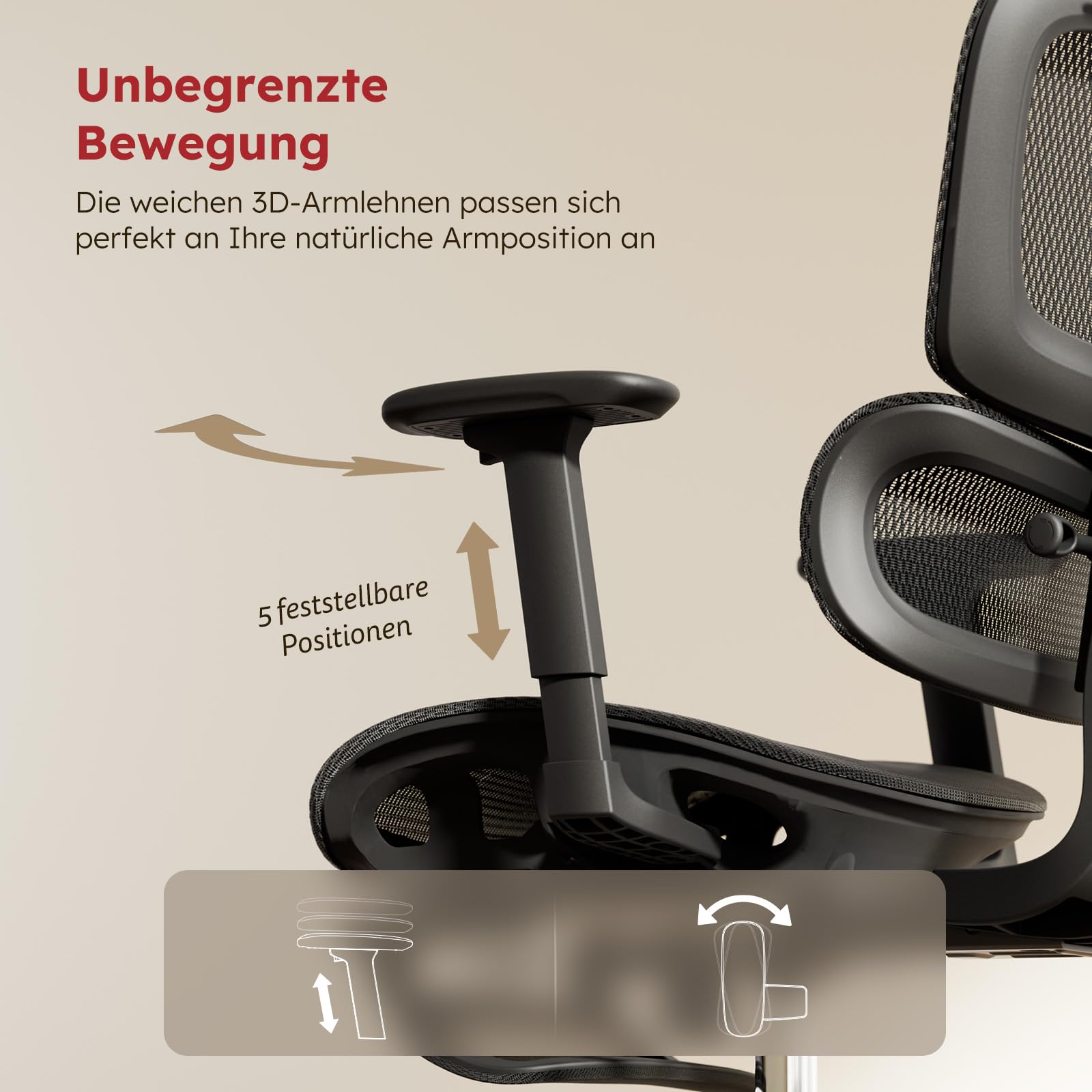 Ergonomischer Bürostuhl Voll-Mesh 150kg mit Fußstütze, Schreibtischstuhl mit Abnehmbarem Kissen, Selbstanpassende Lendenstütze, Höhenverstellbarer Rückenlehne, Kopfstütze, PU-Rolle 360°, Schwarz