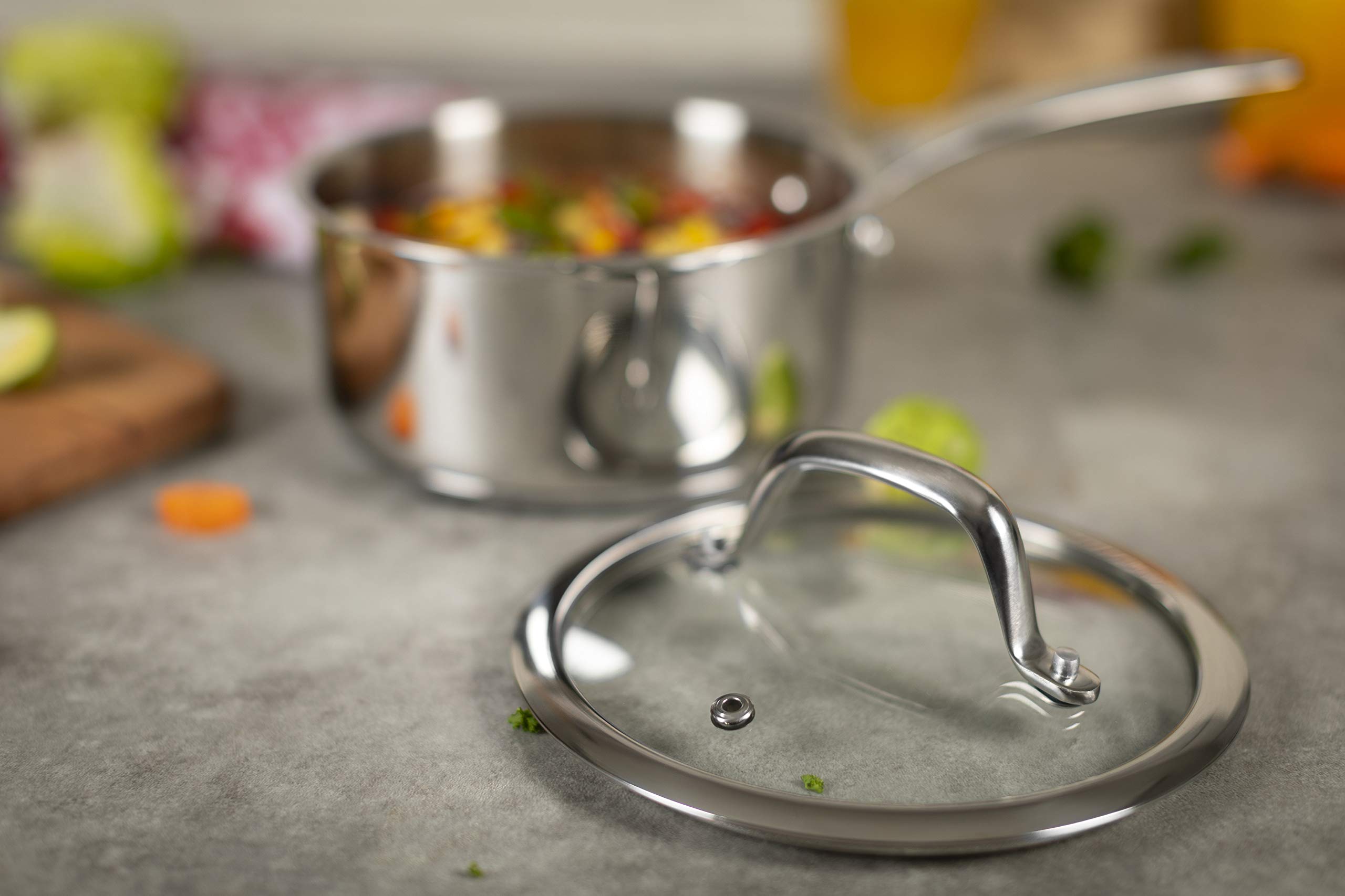 KUHN RIKON Allround, Cazo para para horno e inducción con tapa de cristal, 16 cm/1,5 litros ,Acero inoxidable
