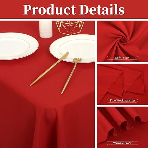Miniatura 4 de Paquete de 12 manteles rectangulares de poliéster de 60 x 102 pulgadas para mesas rectangulares de 6 pies, resistentes a las manchas y a las