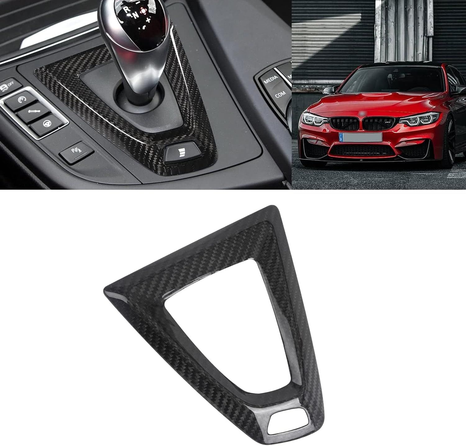 x xotic tech Inner Gear Shifter Knob Base Surround Molding Panel Cover Trim, Real Carbon Fiber, Compatible with BMW M2 M3 M4 F80 F82 F83 F87 w/M-DCT Transmission