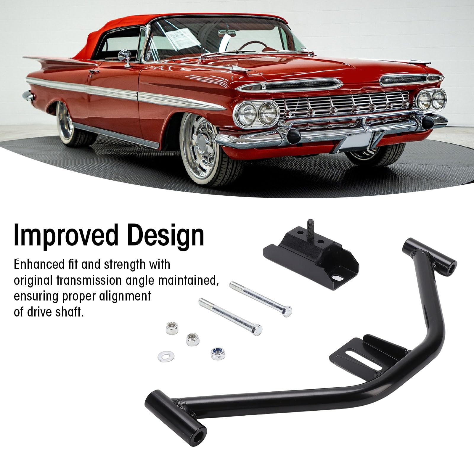 Fabater Ulepszona Konstrukcja Stalowej Poprzeczki Skrzyni Biegów dla Impala 1959-1964 Sedan Wagon, Zamiennik dla skrzyń Biegów 700R4 4L60E, Wysoka trwałość, grubość 1,5 Cala, Entuzjastów Samochodów