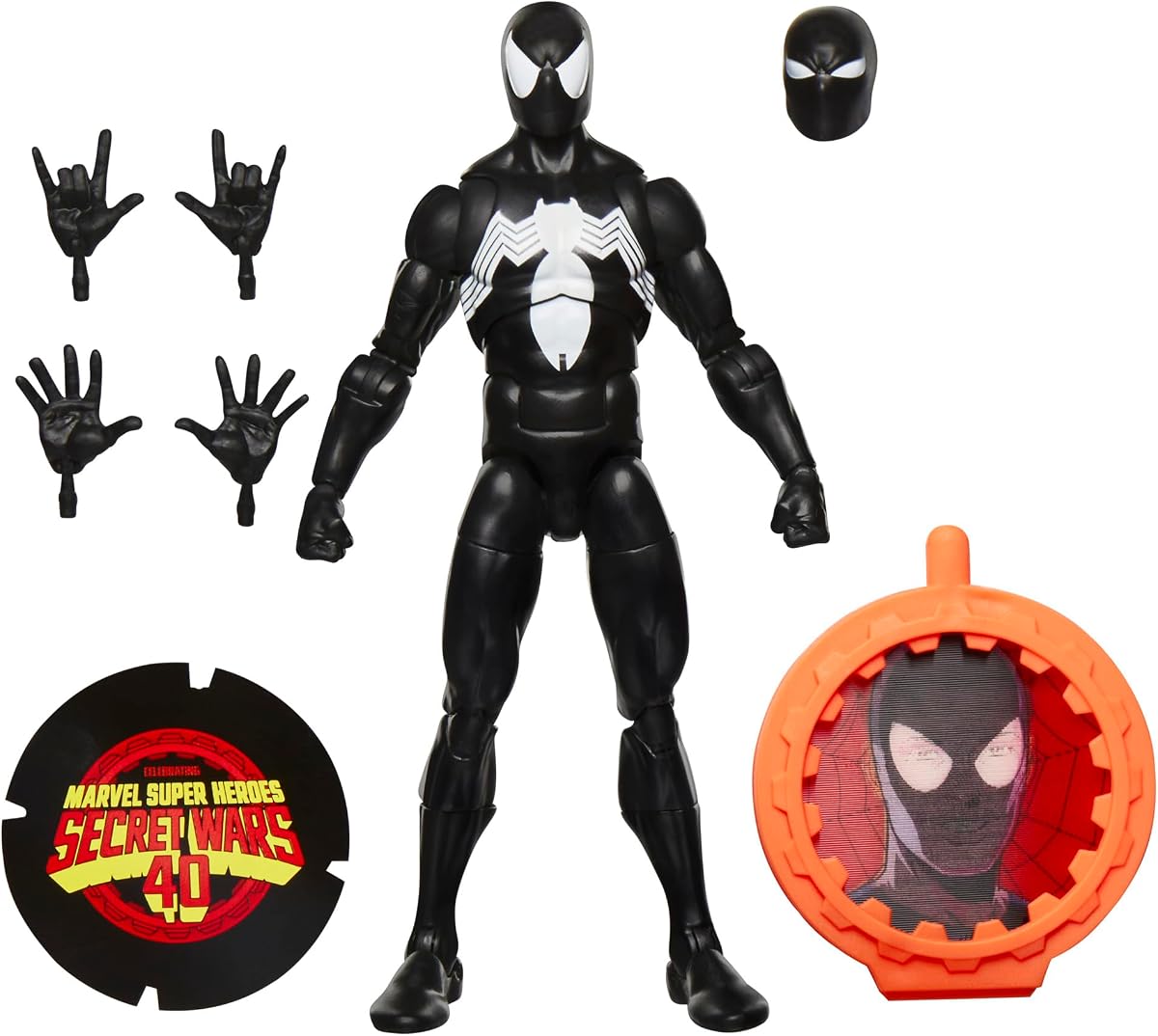 Hasbro Marvel Secret Wars Spider-Man Action Figure | Marvel Legends Retro 6 Inch Action Figure Secret Wars Wave 1 - Black Suit Spider-Man