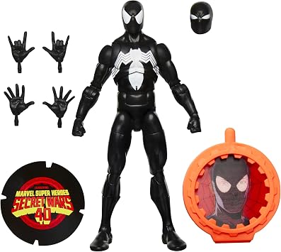 Hasbro Marvel Secret Wars Spider-Man Action Figure | Marvel Legends Retro 6 Inch Action Figure Secret Wars Wave 1 - Black Suit Spider-Man