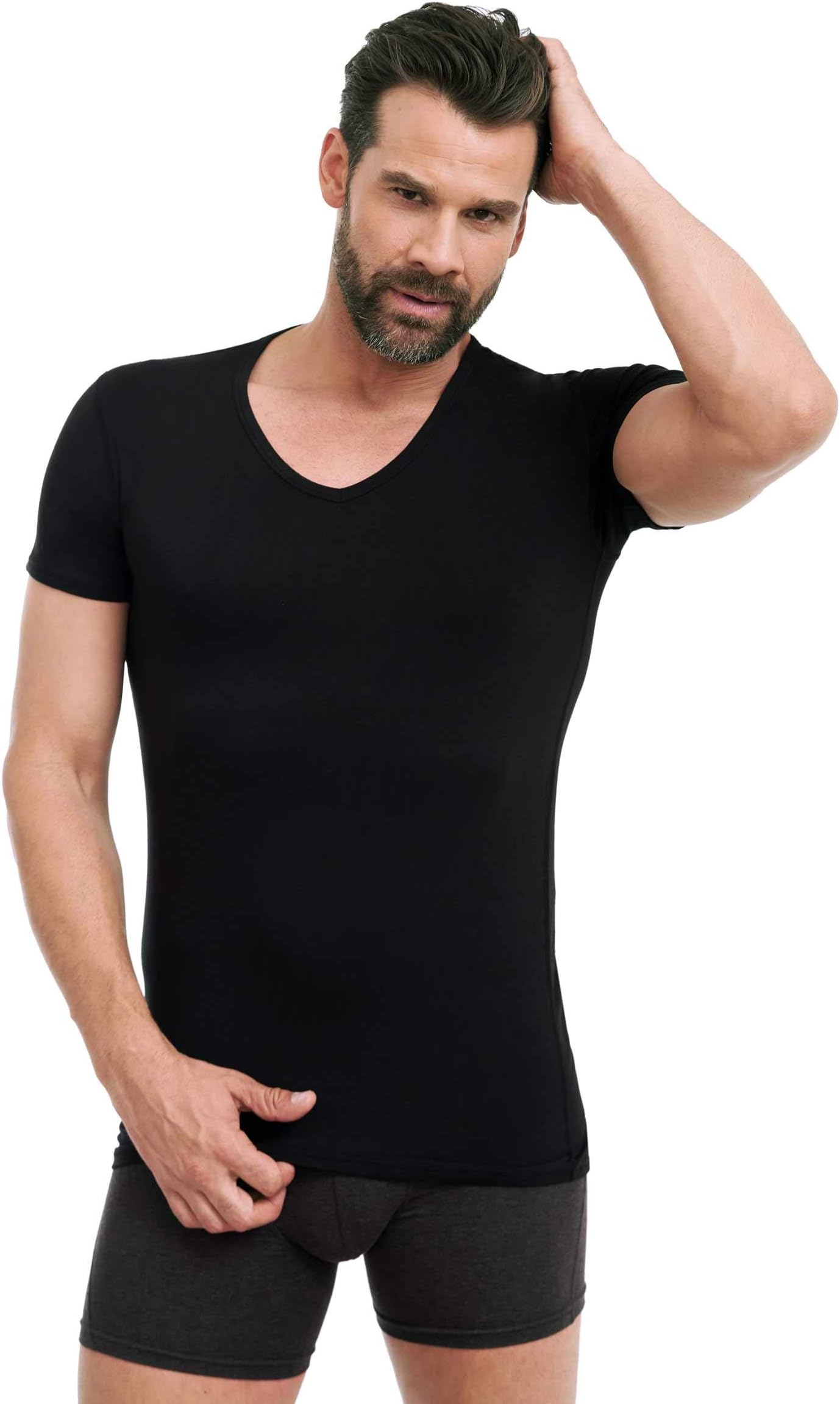 Men's Anti-Sweat Shirt with Crew Neck and Integrated Underarm Pads to Prevent Strong Sweating - Anti-Sweat Vest with Guaranteed Protection Against Sweat Stains and Sweat Odour
