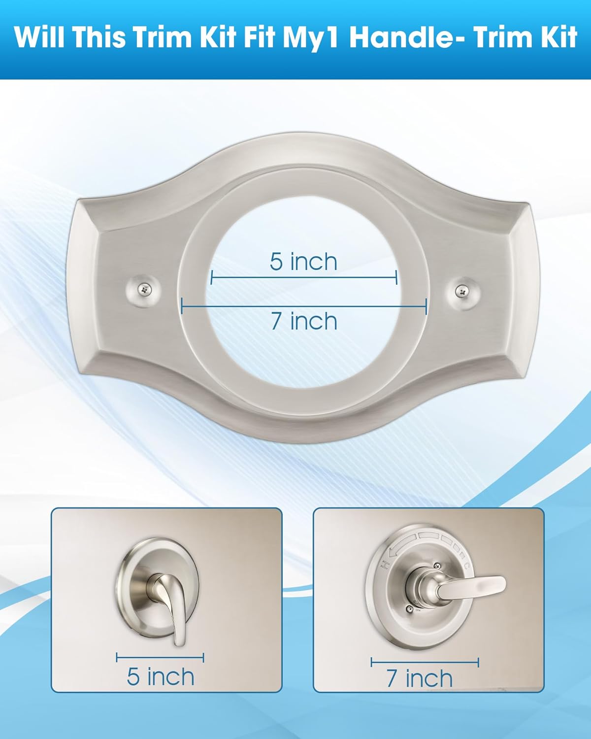 Renovation Shower Faucet Valve Cover Plate for Remodel from 2& 3 Handle Faucet to 5"-7" Diameter 1 Handle Trim Kit, Compatible with Any Brand Cover Plate (Brushed Nickel)