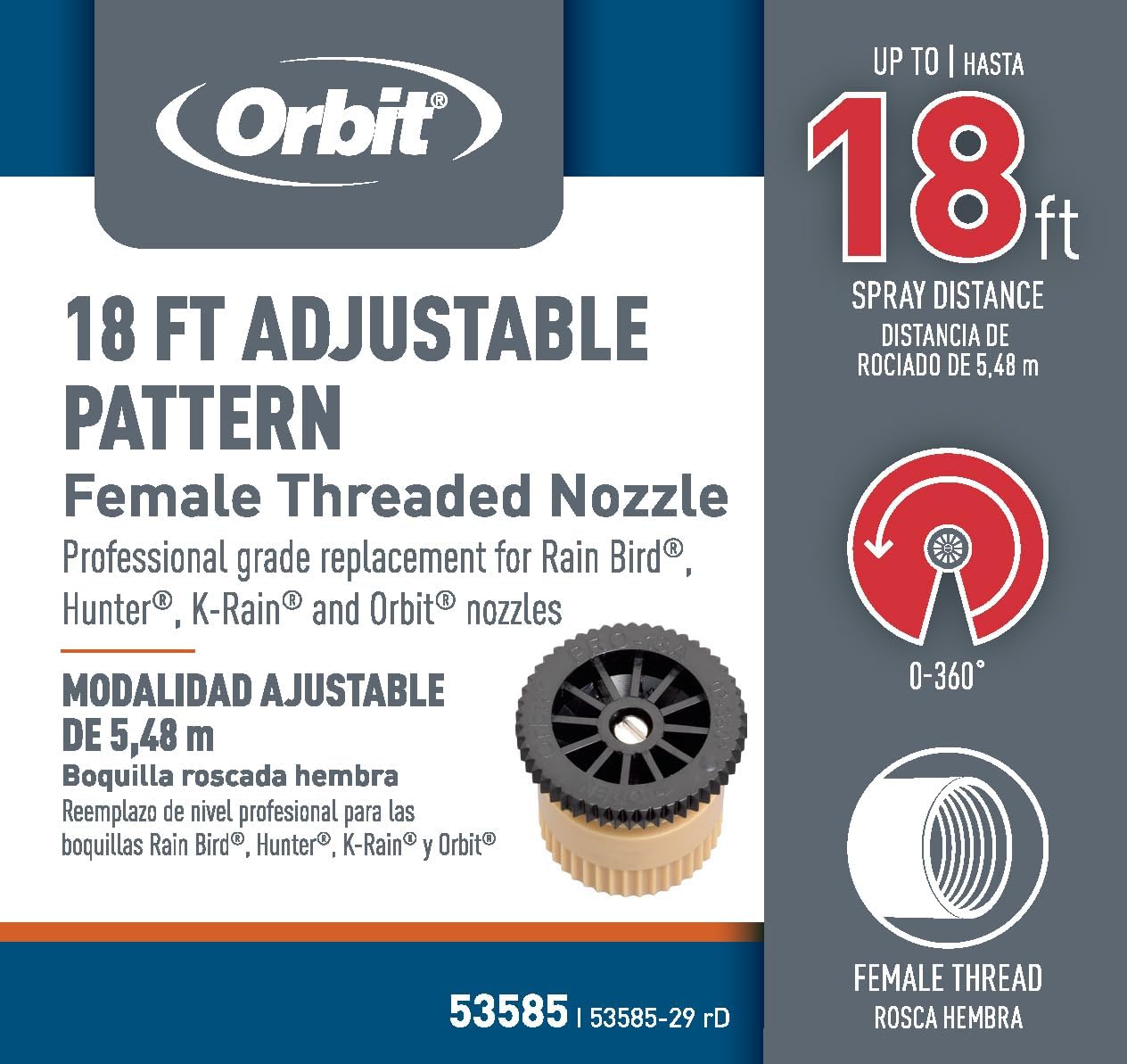 20-Pack Orbit 18' Radius Female Thread Adjustable Pop-Up or Shrub Sprinkler Head Nozzle