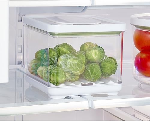 Miniatura 5 de iDesign Contenedor de productos para refrigerador con bandeja de drenaje extraíble y tapa, juego de 4 unidades, transparente