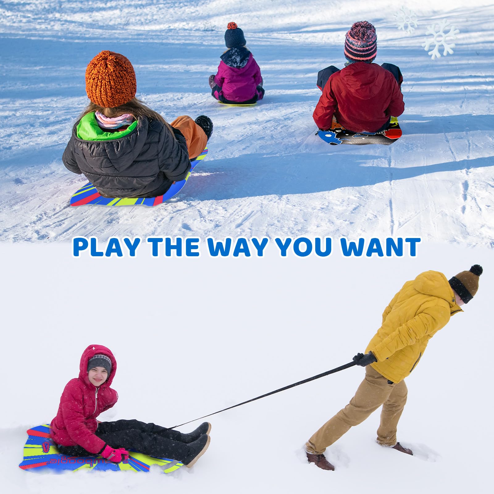 Amazon.co.jp: Wham-O スノーブギー 37インチ 冬用雪そり 子供と大人用