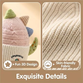 Two-Piece Winter Hat and Scarf Set Knit Material, Dinosaur-Themed Knit hat, Warm and Cozy ScarfThe Choice