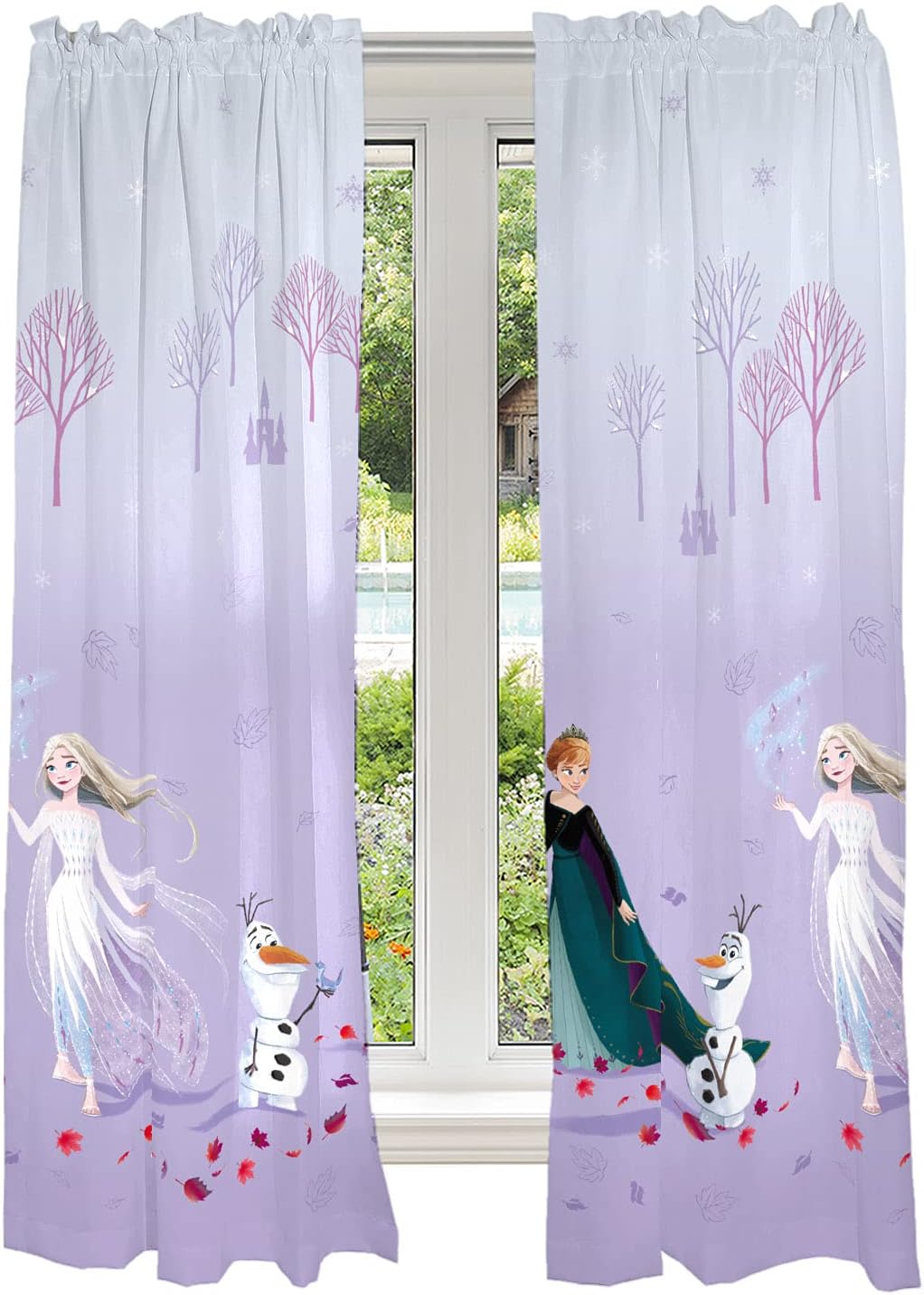 Disney Frozen 2 Kids Room Window Curtain Panels Drapes Set, 82 in x 63 in, "Official" Disney Product By Franco