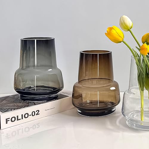 Miniatura 8 de Aoderun Jarrón de vidrio para flores, hecho a mano, moderno, grande, para centros de mesa, sala de estar, oficina, comedor y mesa de café, cocina,